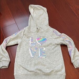 btween Gray Hoodie with Rainbow LOVE Design